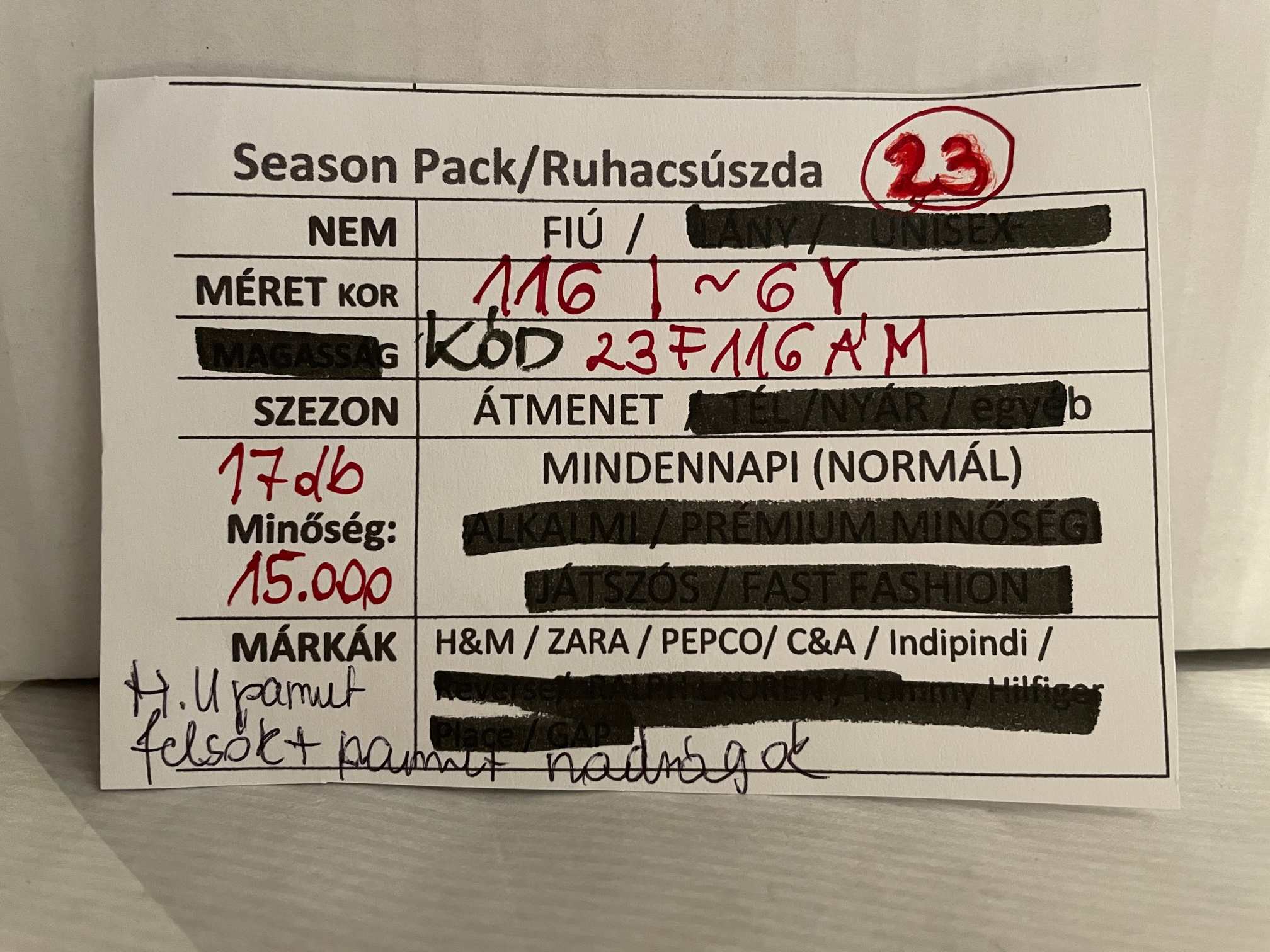 17 db-os kapszularuhatár - 116 fiú - Image 4