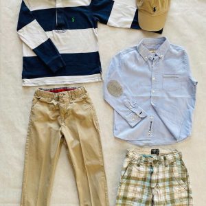 Ha szeretnéd, hogy a gyermeked elegáns legyen! 5 db-os prémium márkás szett elegáns 4-6 éves (méret: 110-116) kispasiknak: 1 nadrág, 1 Massimo Dutti ing, 1 Ralph Lauren hosszú ujjú, 1 Ralph Lauren sapka, 1 H&M rövid nadrág