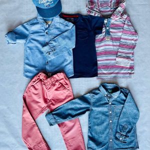 98_104_2-3 éves _Prémium Next- 6 db-os kollekció. Ingek, és nadrágok. A nadrág szára fel és lehajtható, ezért 2 szezonon keresztül is hordható. Nagy kedvenc volt ez a szett is :-)